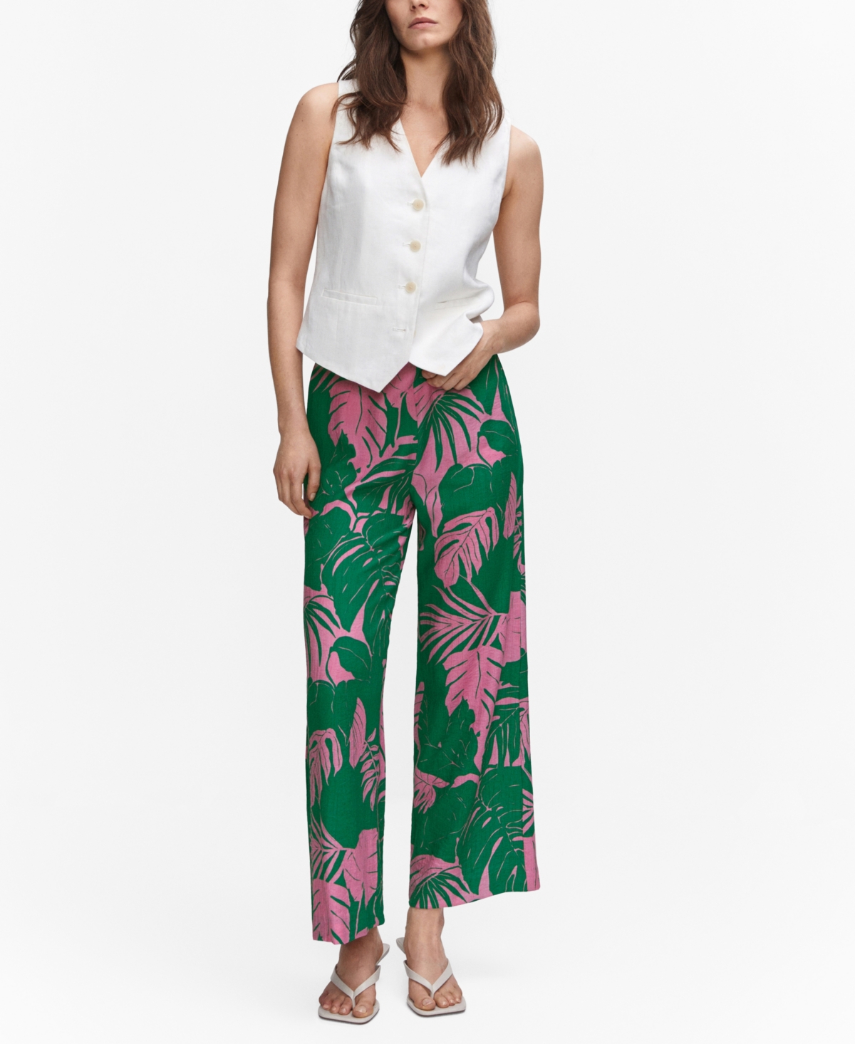 MANGO WOMEN'S WIDE LEG PRINTED PANTS