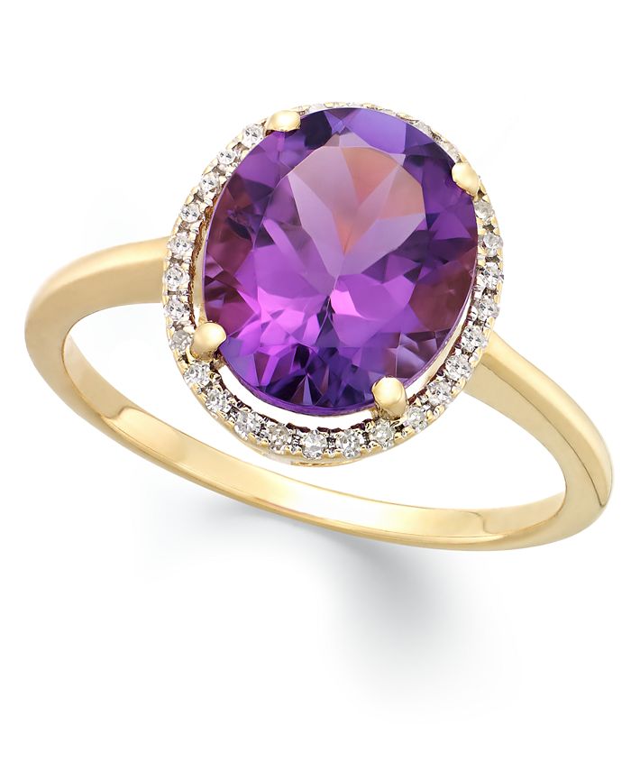 Macy's Amethyst (3 ct. t.w.) and Diamond (1/8 ct. t.w.) Ring in 14k ...