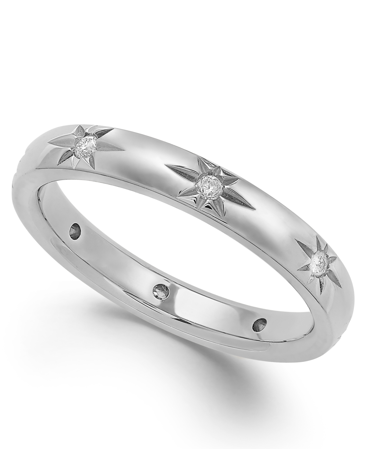 Star by Marchesa Diamond Star Wedding Band in 18k White Gold (1/8 ct. t.w.), Created for Macy's - White Gold