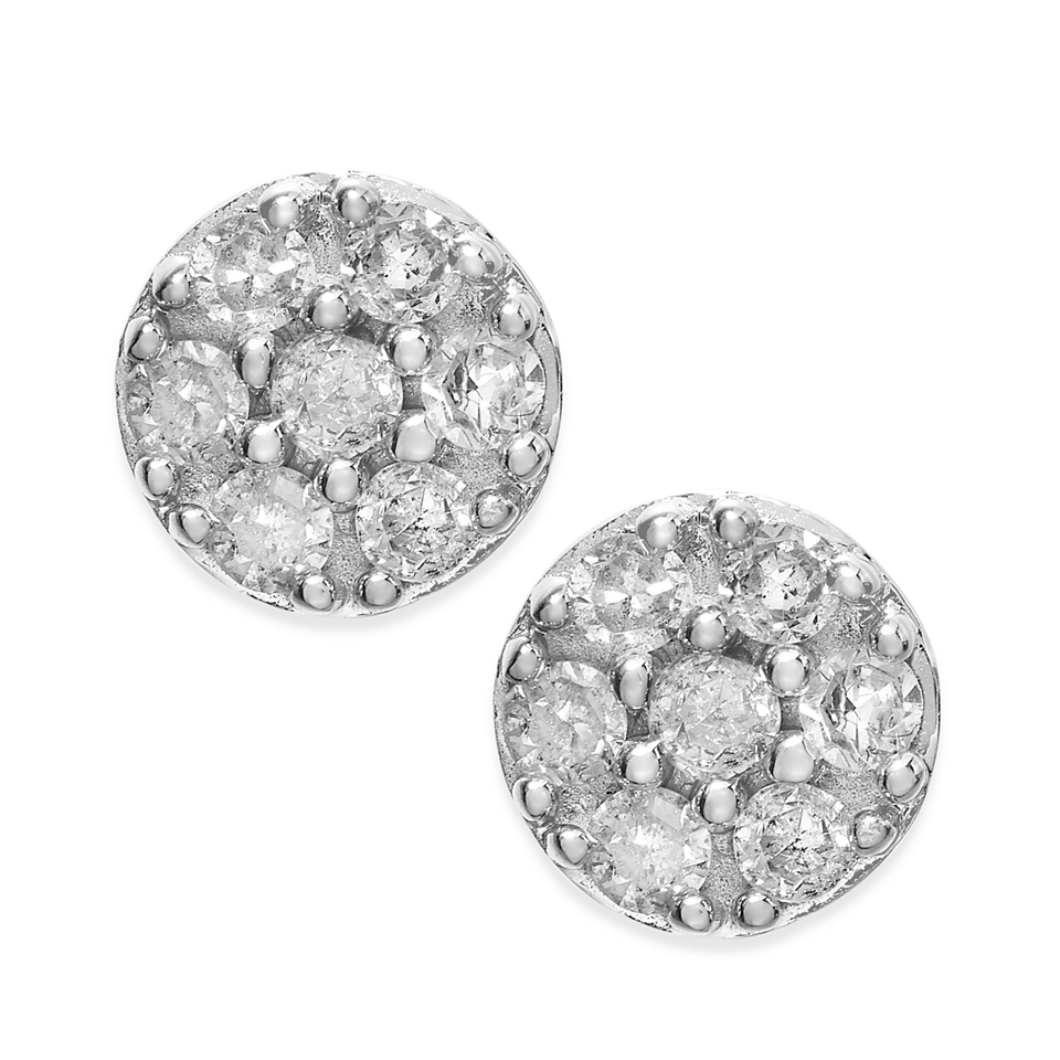 Diamond Cluster Stud Earrings in 10k White Gold (1/4 ct. t.w