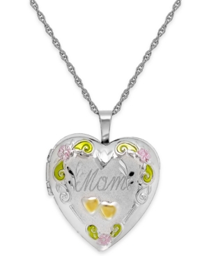 image of Mom Painted Heart Locket in Sterling Silver