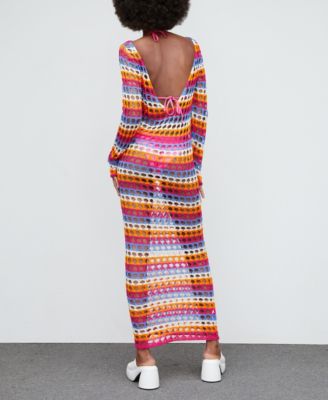 mango striped crochet dress Striped crochet dress