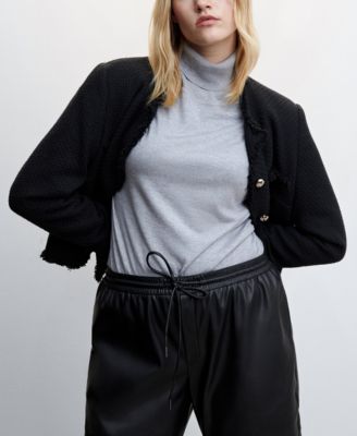 Women's Leather-Effect Elastic Waist Trousers