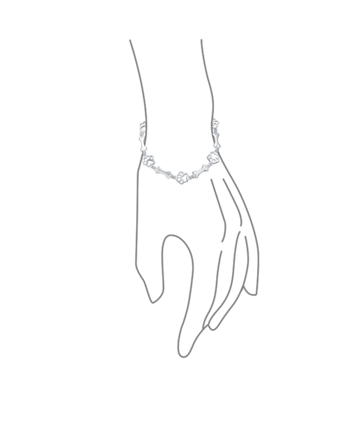 Bling Jewelry Layering Best Friend Animal Multi Bff Pet Lover Dog Puppy Link Multi Charm Bone Paw Print Bracelet For Women For Sterling7 I