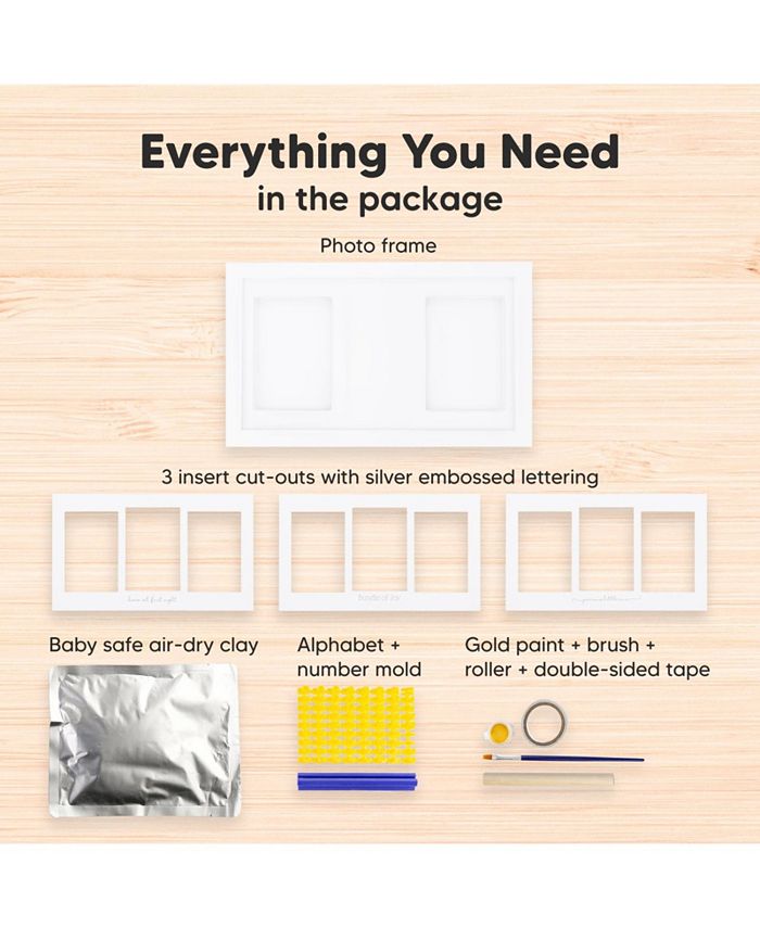 Duo Baby Hand and Footprint Kit, Baby Handprint Kit, Newborn Photo Frame, Baby Keepsake for New Mom - White