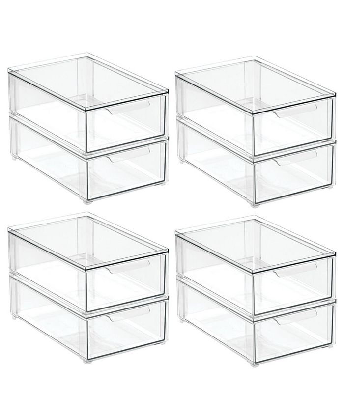 mDesign Plastic Stackable Crafting Drawer Organizer Bins, Handle 8