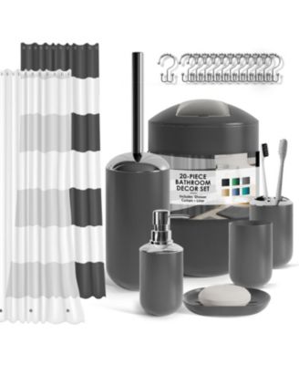 Clara Clark 9 Piece Complete Bathroom Accessories Set with Shower Curtain Set, Black Bathroom dcor