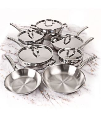 Belly Shape 12pc 18/10 Stainless Steel Cookware Set, SS Lids