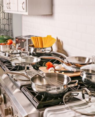 Belly Shape 18/10 Stainless Steel 10.5" Skillet with Glass Lid, 2.5qt.