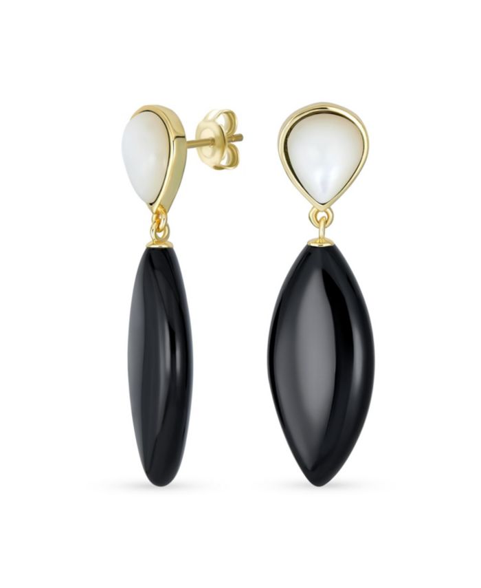Bling Jewelry Fashion Statement Teardrop Black Onyx Gemstone Dangling