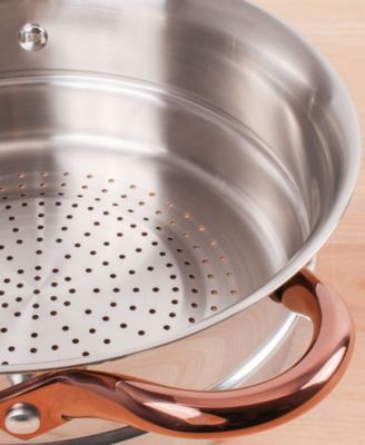 Ouro Gold 3pc 18/10 SS Steamer Set, SS Lids, Rose Gold Handles