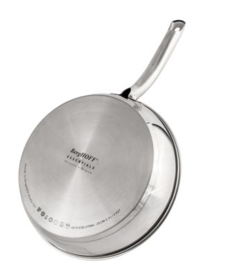 Belly Shape 3pc 18/10 Stainless Steel Fry Pan & Skillet Cookware Set with Glass Lid