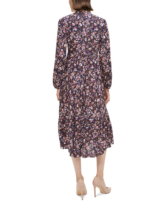 Jessica Howard Petite Printed Long-Sleeve Midi Dress - Macy's