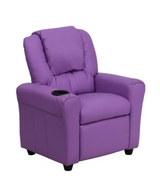 Contemporary Kids Single Wood Cup Holder, Headrest  Recliner Chair