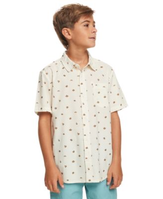 Quiksilver - Big Boys Minimo Regular-Fit Floral-Print Button-Down Shirt
