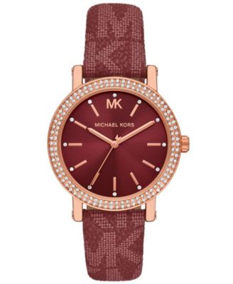 Michael Kors Women's Corey Three-Hand Mulberry Polyvinyl Chloride Watch ...