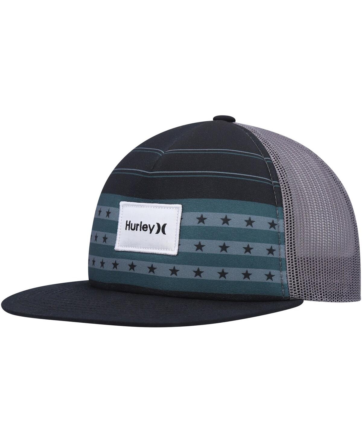 Shop Hurley Men's  Black United Trucker Snapback Hat