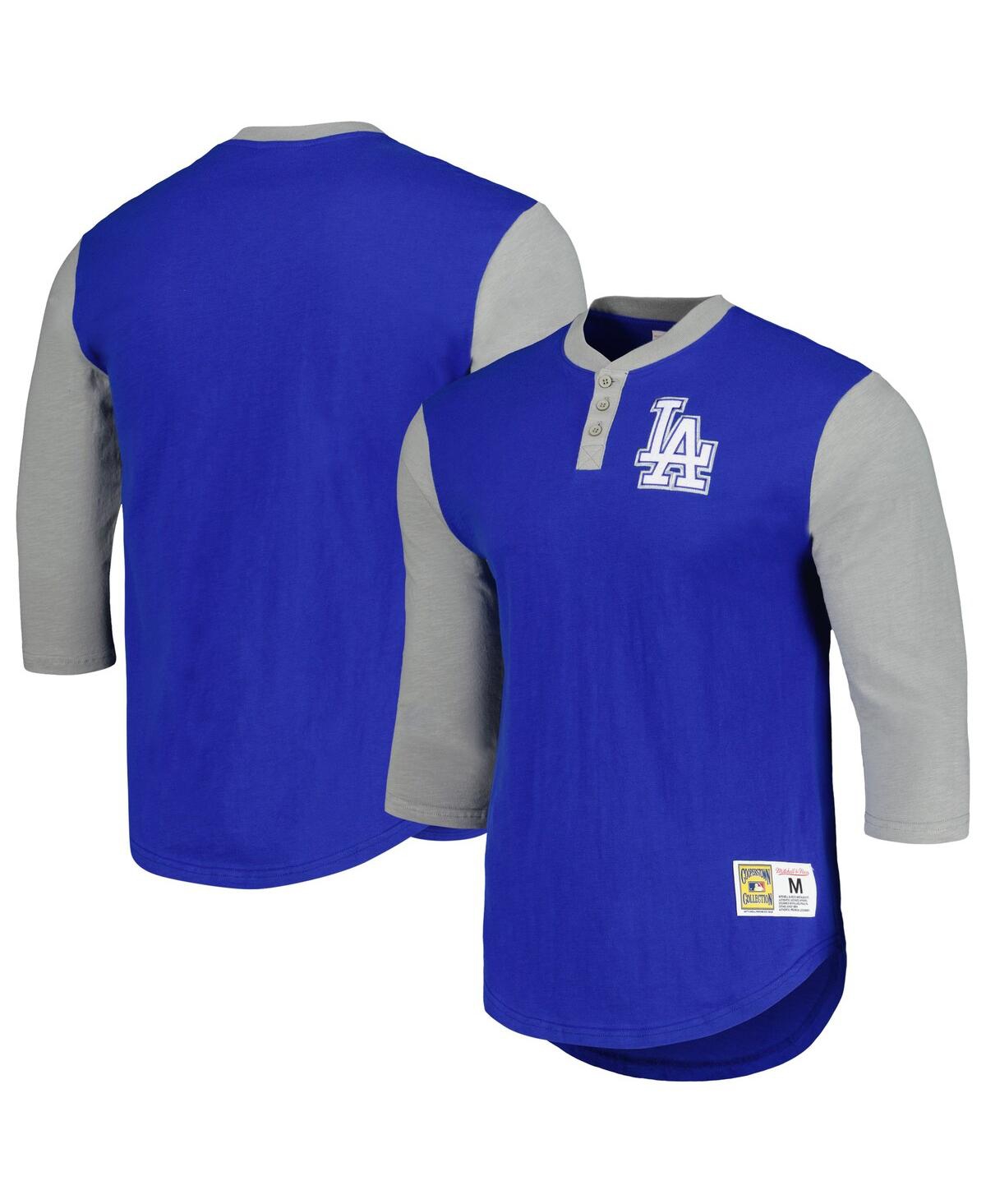 Men's Mitchell & NessLos Angeles Dodgers Cooperstown Collection Legendary Slub Henley 3/4-Sleeve T-shirt - Royal