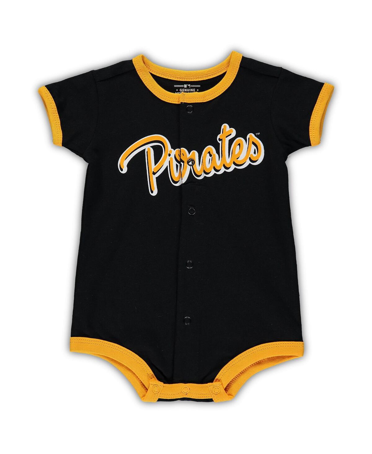 Shop Outerstuff Newborn And Infant Boys And Girls Black Pittsburgh Pirates Stripe Power Hitter Romper