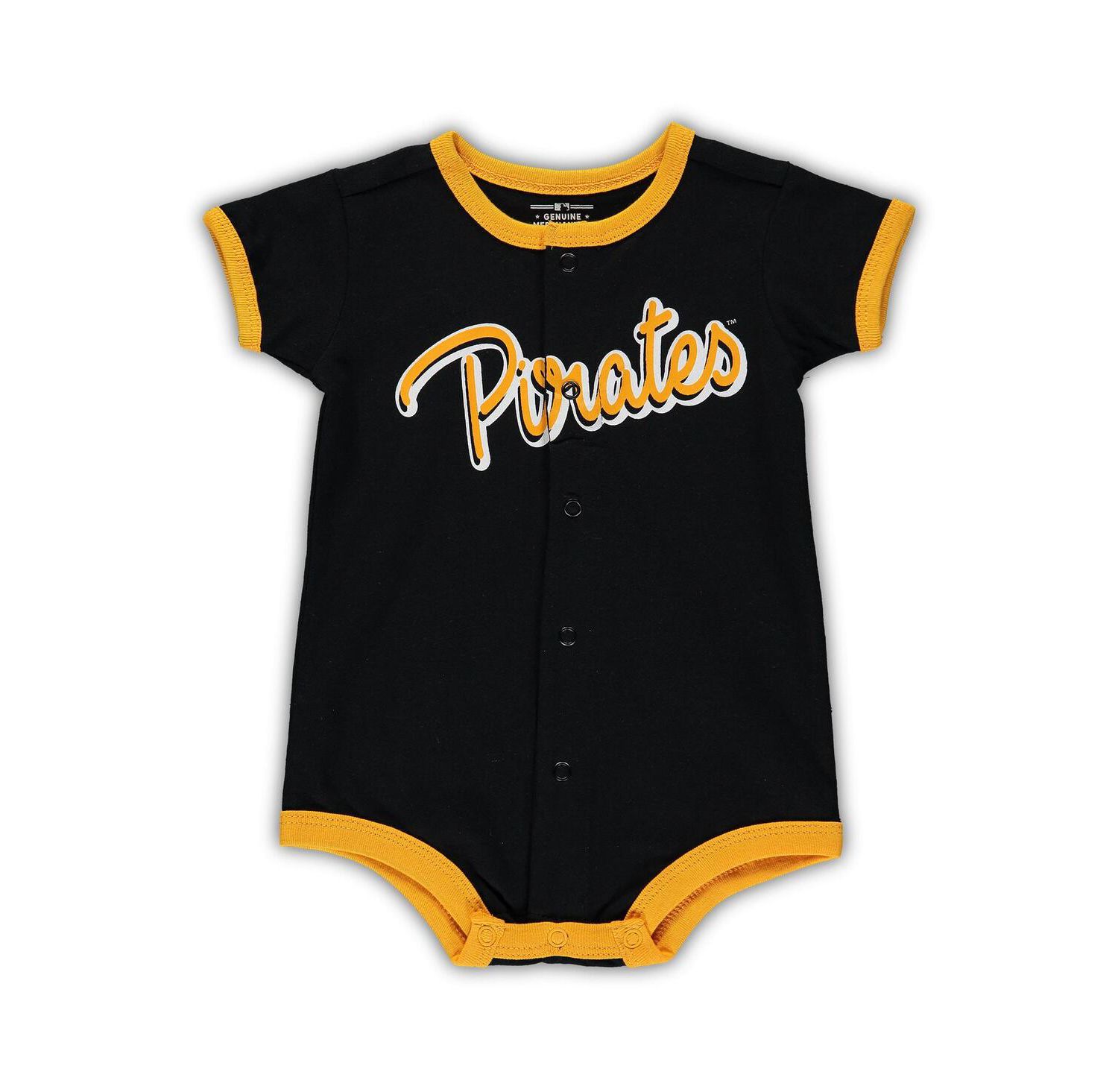 Newborn and Infant Boys and Girls Black Pittsburgh Pirates Stripe Power Hitter Romper