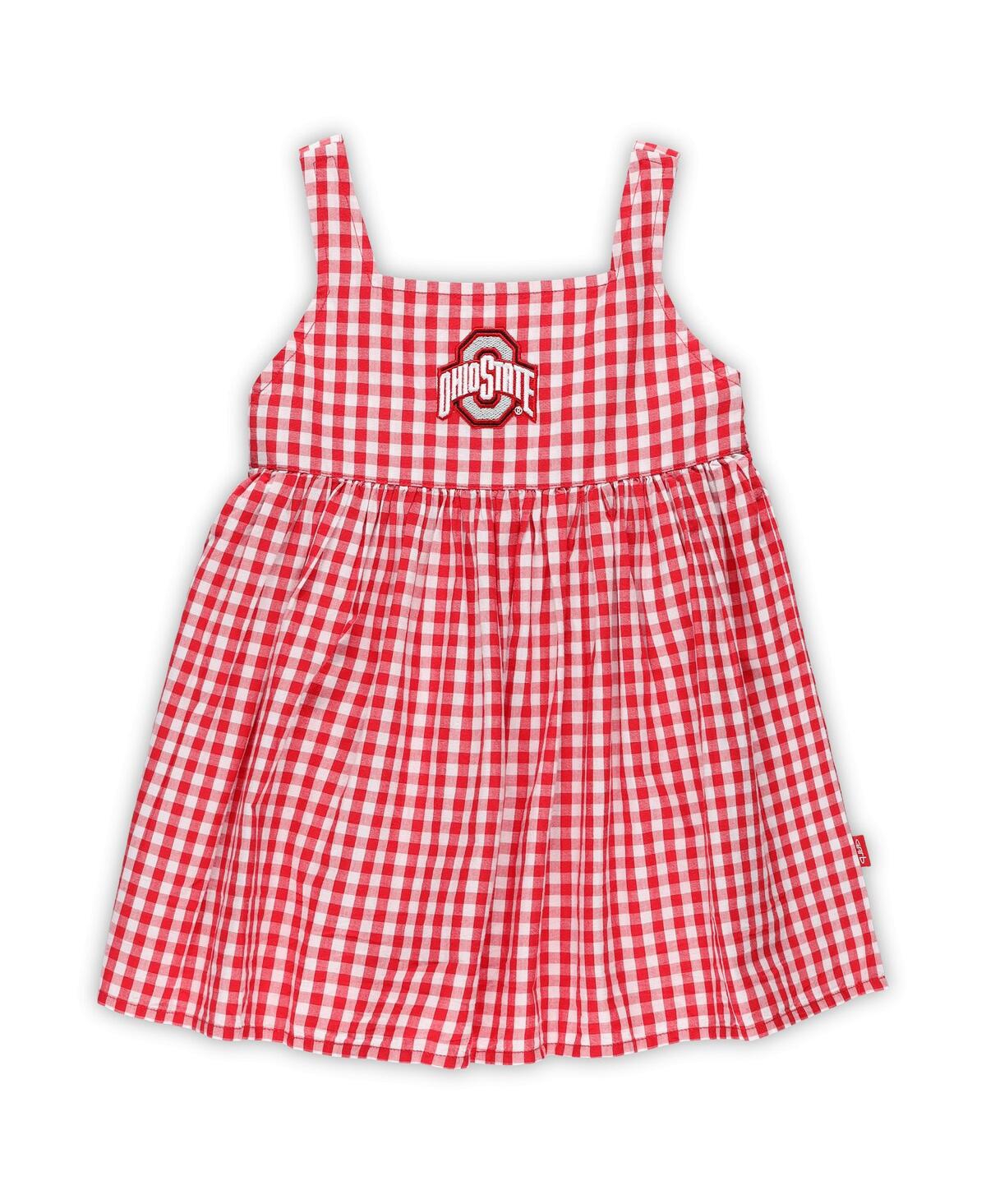 Garb Babies' Toddler Girls  Scarlet Ohio State Buckeyes Cara Woven Gingham Dress