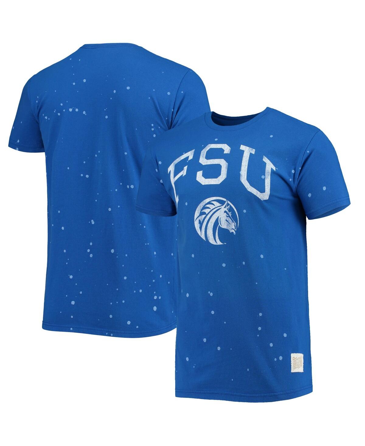 RETRO BRAND MEN'S ORIGINAL RETRO BRAND ROYAL FAYETTEVILLE STATE BRONCOS BLEACH SPLATTER T-SHIRT