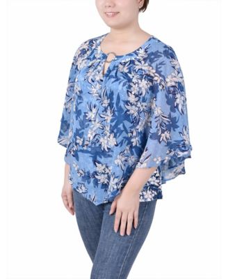 Women's Chiffon Poncho Top with Ring