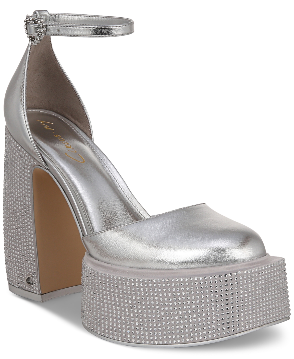 Shop Circus Ny Women's Bailey Jewel Two-piece Ankle-strap Platform Pumps In Soft Silver