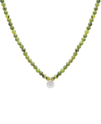 Macy's - Black Spinel & Diamond Accent Beaded 17" Pendant Necklace in Sterling Silver (Also in Turquoise, Lapis Lazuli, & Jade)