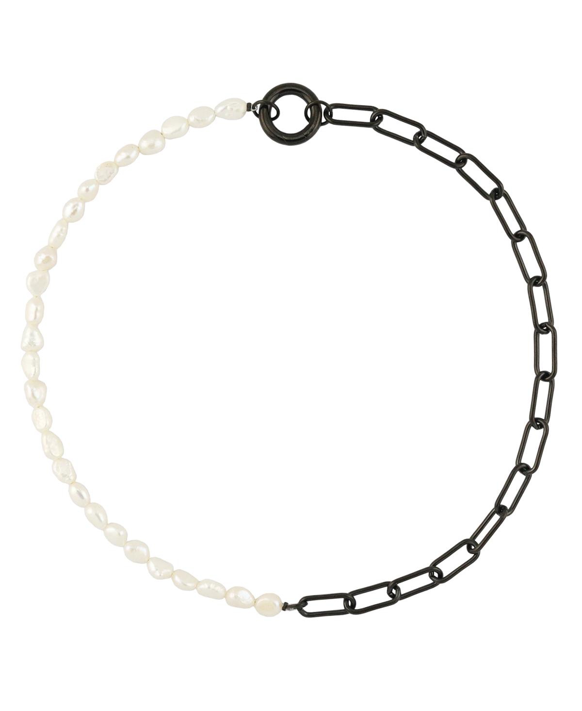 Ronnie Half Chain And Pearl Necklace - Black