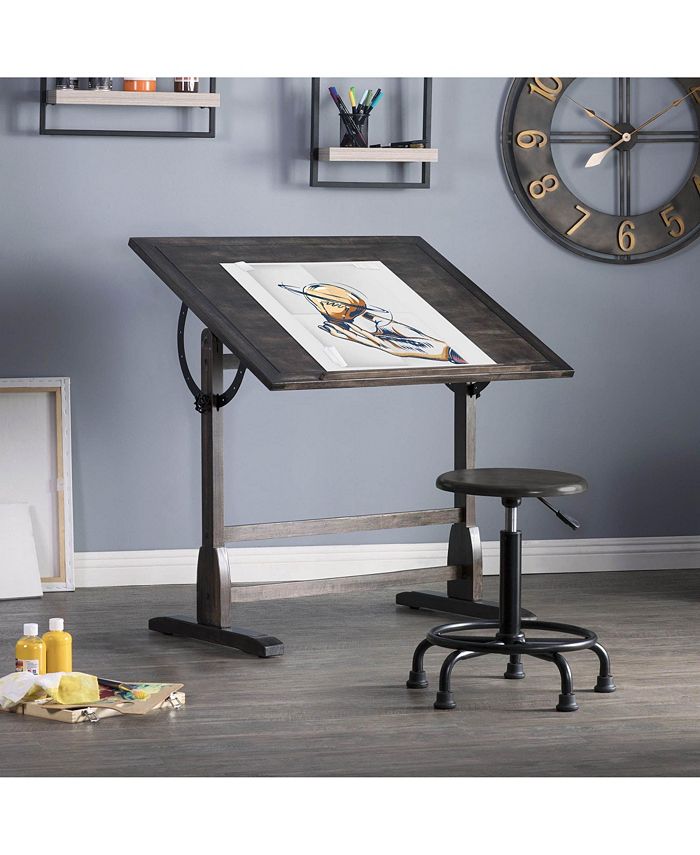 Offex Vintage Solid Wood Drawing, Drafting Table with 36" Adjustable