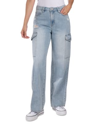 Rewash Juniors' Stretchy Low-Rise Baggy Faded Jeans - Macy's