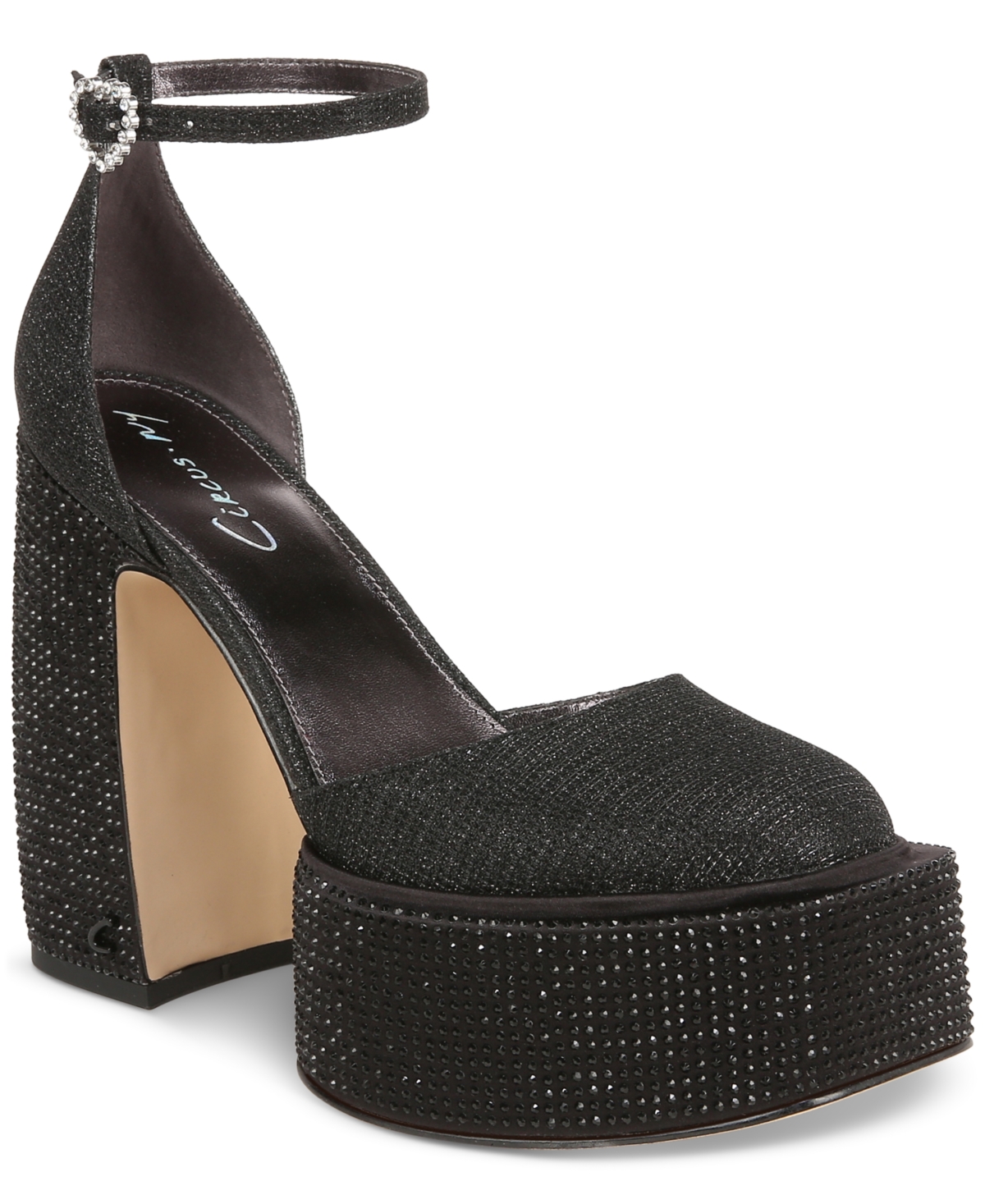 Shop Circus Ny Women's Bailey Jewel Two-piece Ankle-strap Platform Pumps In Black
