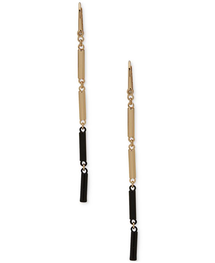 DKNY GoldTone & Black Tubular Bar Linear Drop Earrings Macy's