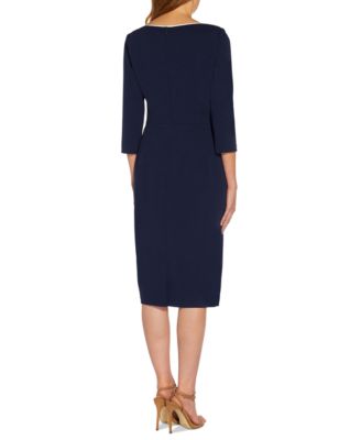 Women's Tipped Tie-Front 3/4-Sleeve Dress