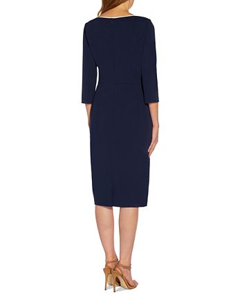 Adrianna Papell Women's Tipped Tie-Front 3/4-Sleeve Dress - Macy's