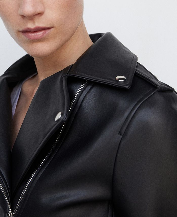 MANGO Women's Faux-Leather Biker Jacket - Macy's