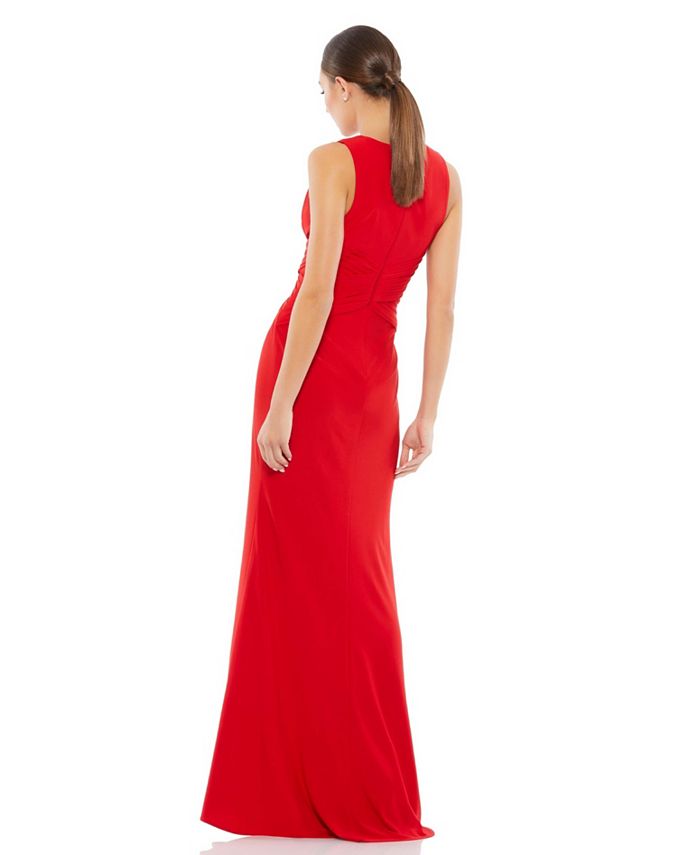 Mac Duggal Women's Ieena Pleated Wrapping Sleeveless Jersey Gown - Macy's