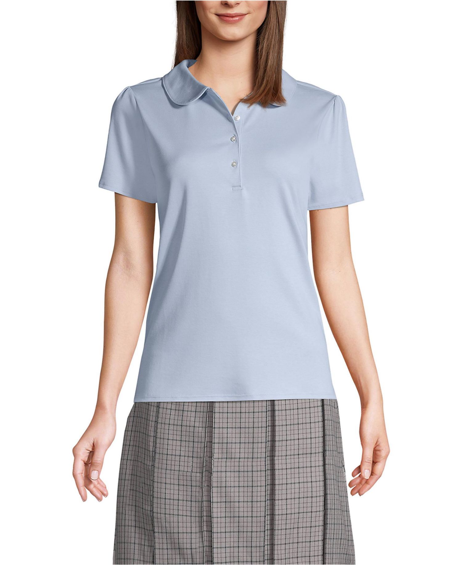 Women's Short Sleeve Peter Pan Collar Polo Shirt