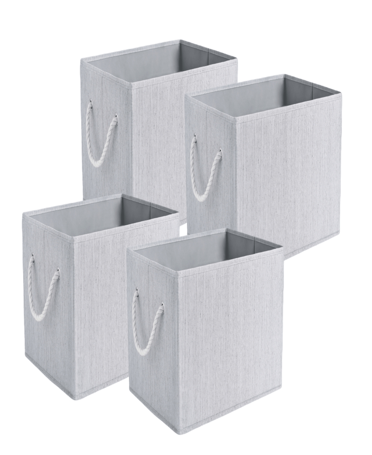 Wethinkstorage 34 Litre Collapsible Fabric Storage Bins With Cotton Rope Handles, Set Of 4 In Gray