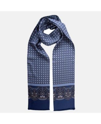 Elizabetta Mens Blue Italian Silk Scarf - Wool Lined