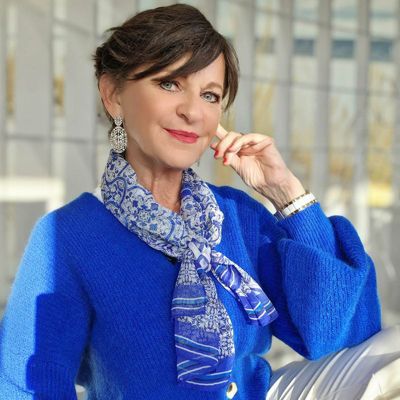 Miramar - Long Sheer Silk Scarf for Women - Blue 22890₽