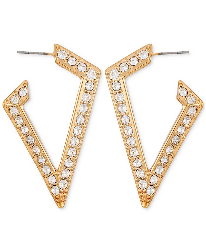 GUESS GoldTone Large Pavé V Logo Hoop Earrings Macy's