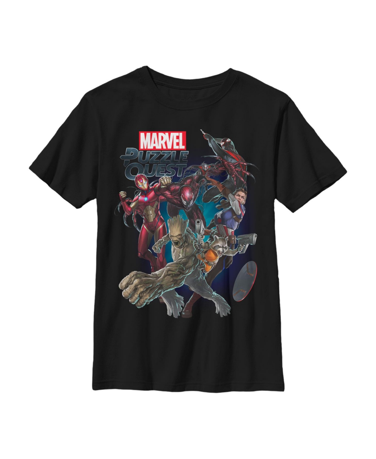 Boy's Marvel Puzzle Quest Battle Child T-Shirt - Black