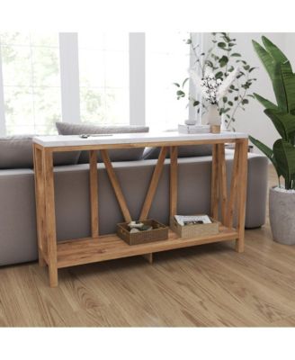 Erikson Modern Farmhouse Engineered Wood Sofa Table With Wood Bracing And Lower Shelf
