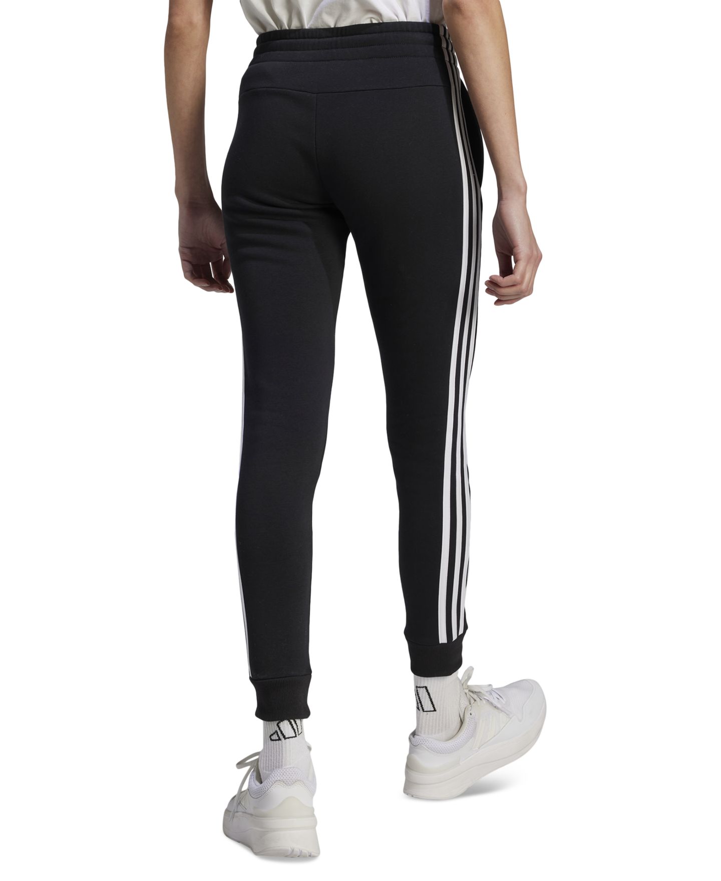 Женские брюки adidas 3-Stripe Cotton Fleece Sweatpant Jogger, цвет: Чёрный / Белый — фото 2