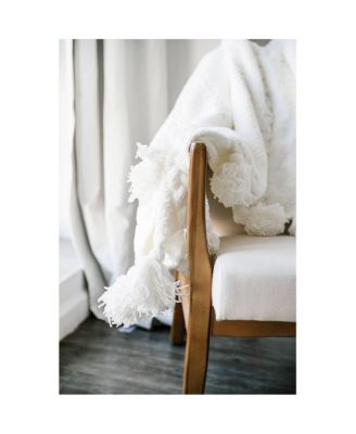 Braided Pom Pom Throw, 52" x 75"