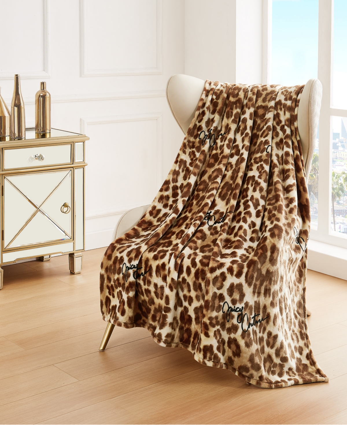 Juicy Couture Plush Throw, 50" X 70" In Bronze Taupe