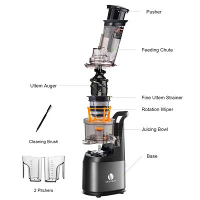 Masticating Juicer - Slow Cold Press Juice Maker - Black
