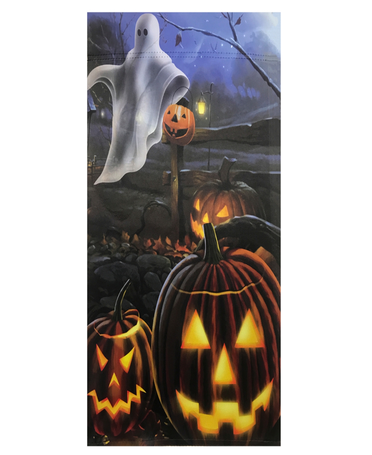 Northlight Pumpkins And Ghost Spooky Halloween Outdoor House Flag, 28" X 40" In Black